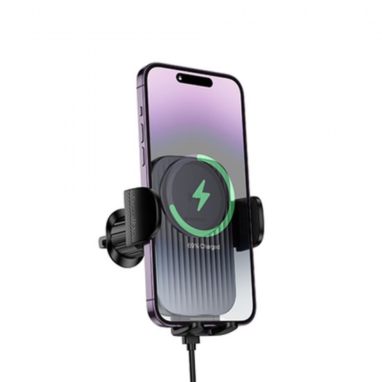 Borofone BH221 Black 15W Phone Holder With Wireless Charger For Ventilation Borofone BH221 Black 15W Phone Holder With Wireless Charger For Ventilation