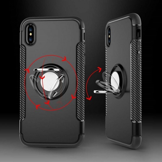Capa Kickstand Magnético Con Soporte Del Anillo Tapa De La Protección De 360 Grados Para Iphone Xs Max Negro Capa Kickstand Magnético Con Soporte Del Anillo Tapa De La Protección De 360 Grados Para Iphone Xs Max Negro